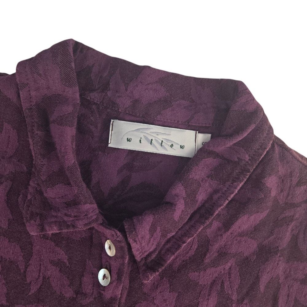Willow 96219 Womens Small Purple‎ Leaf Long Sleeve Button Front Shirt